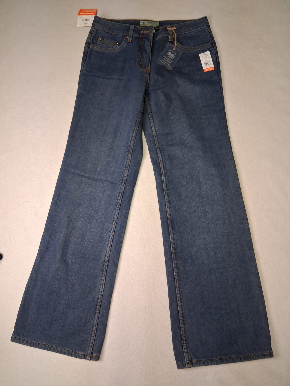 Women's Wide-Leg Fleeced Lined Denim Jeans in Dark Blue